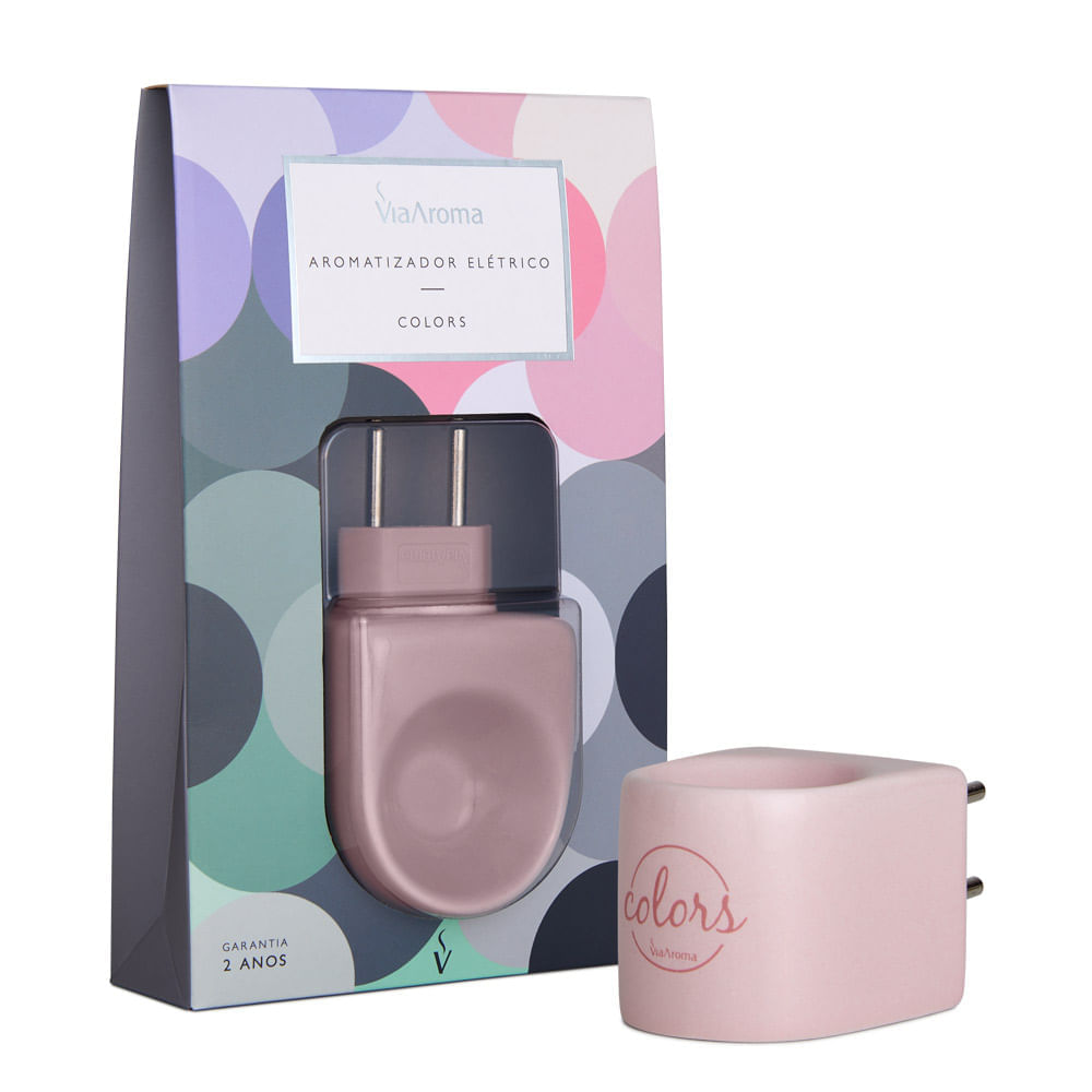 Aromatizador Elétrico Colors de Porcelana Bivolt Rosa Via Aroma