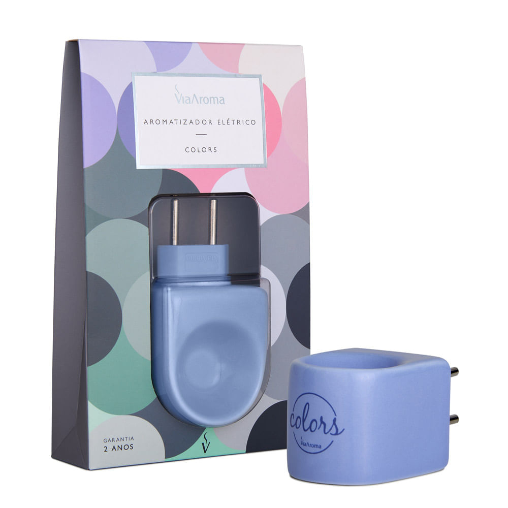 Aromatizador Elétrico Colors de Porcelana Bivolt Azul Via Aroma
