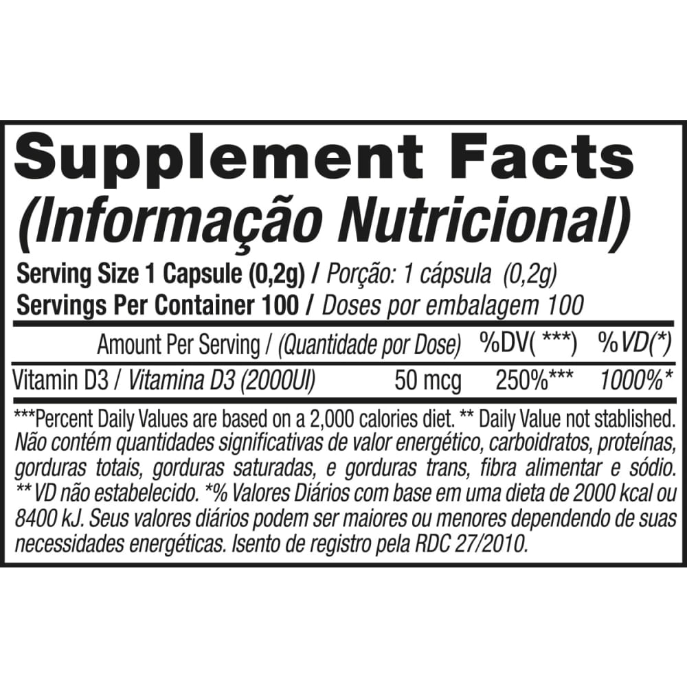 Suplemento Vitamínico Vitamina D3 Black Skull 100 Capsulas