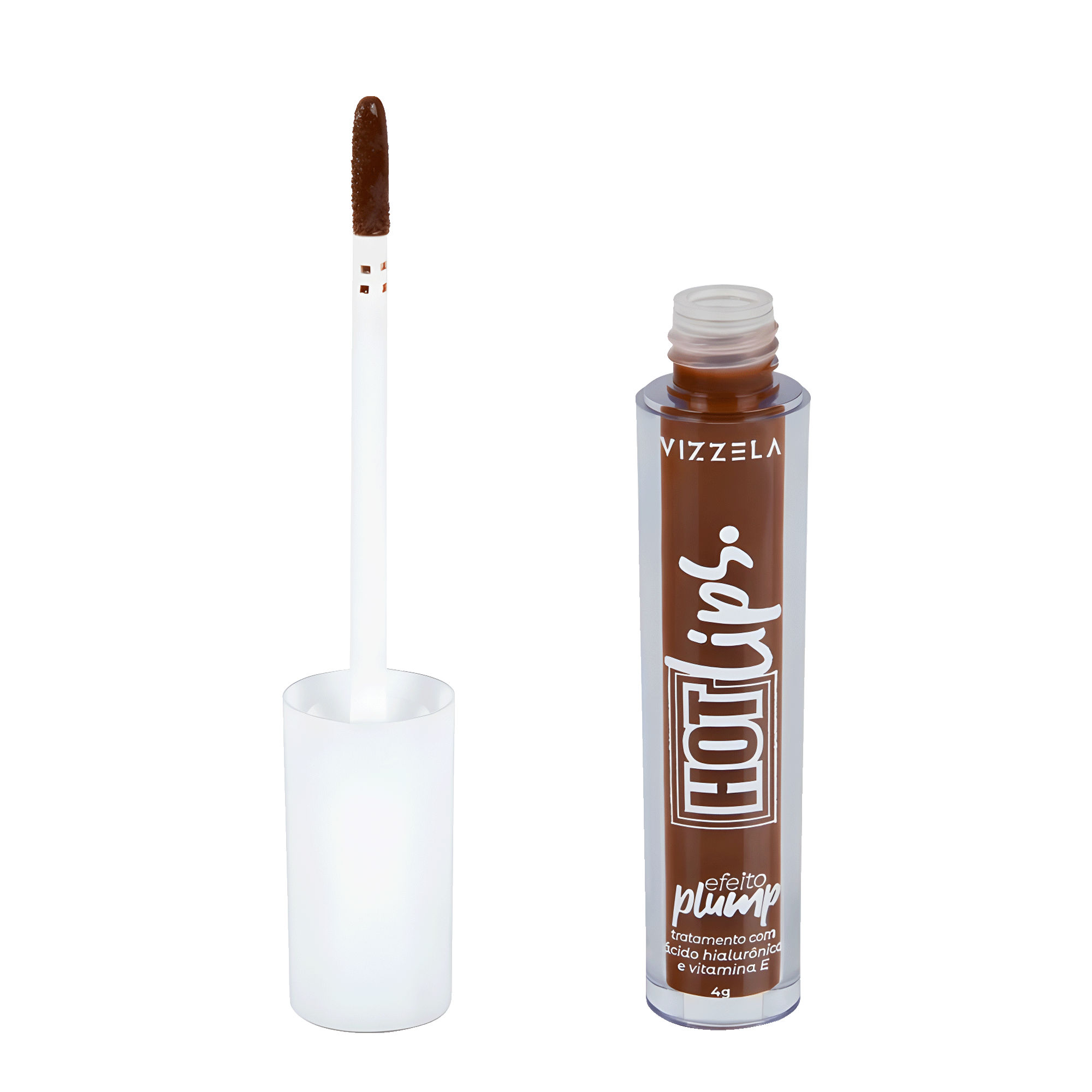 Gloss Labial Vizzela Hot Lips Brown 4g