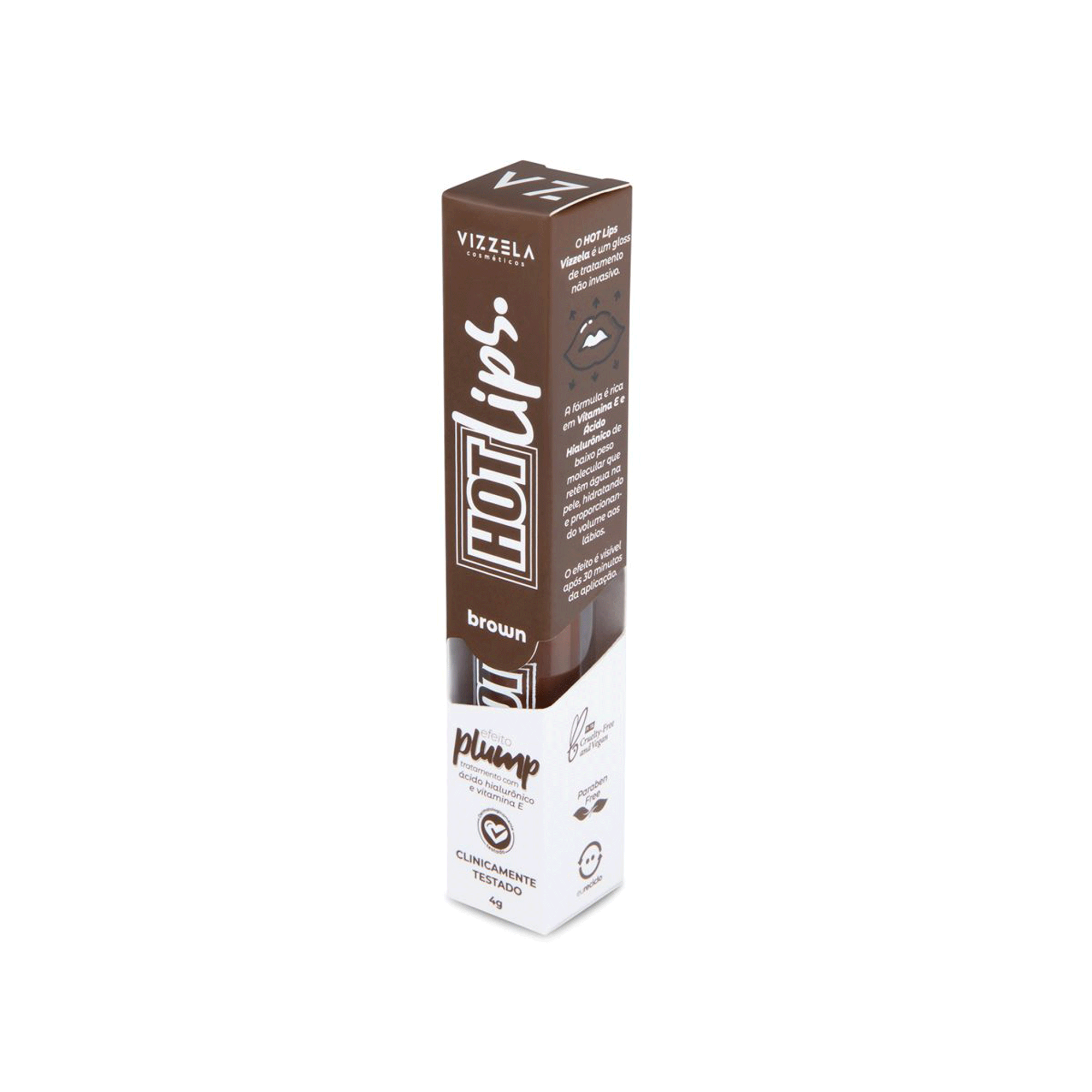 Gloss Labial Vizzela Hot Lips Brown 4g