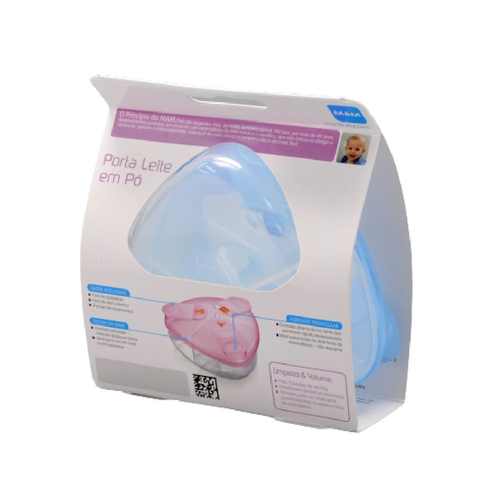 Porta Leite em Pó Bebê Milk Powder Box Triangular MAM Azul