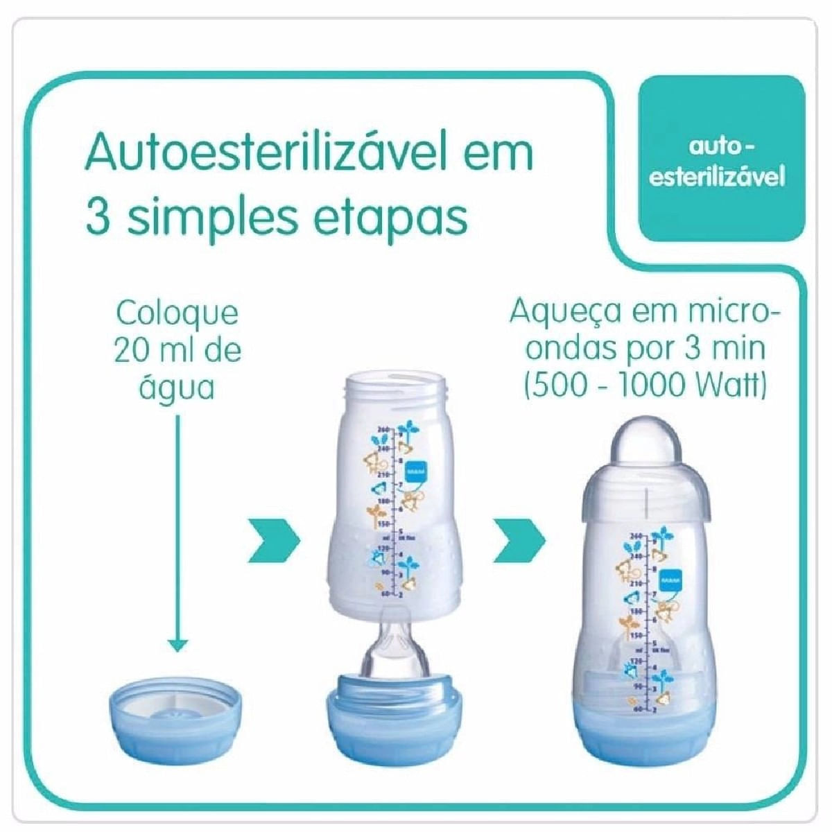 Mamadeira 320ml Easy Start Bico 4m+ MAM Azul