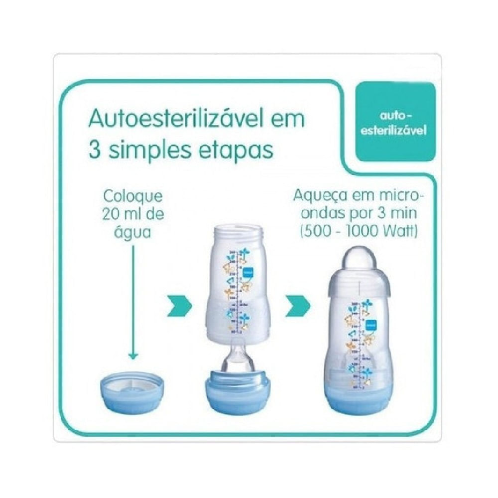 Mamadeira 260ml Easy Start Bico 2m+ MAM Neutro
