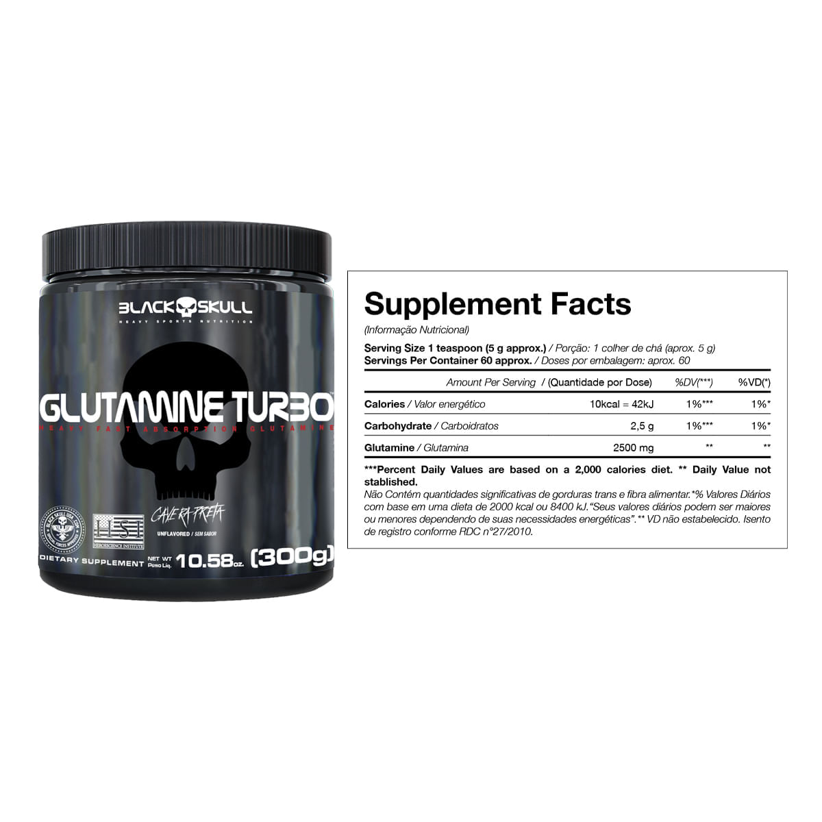 KIT GLUTAMINE TURBO (POTE + REFIL) BLACK SKULL
