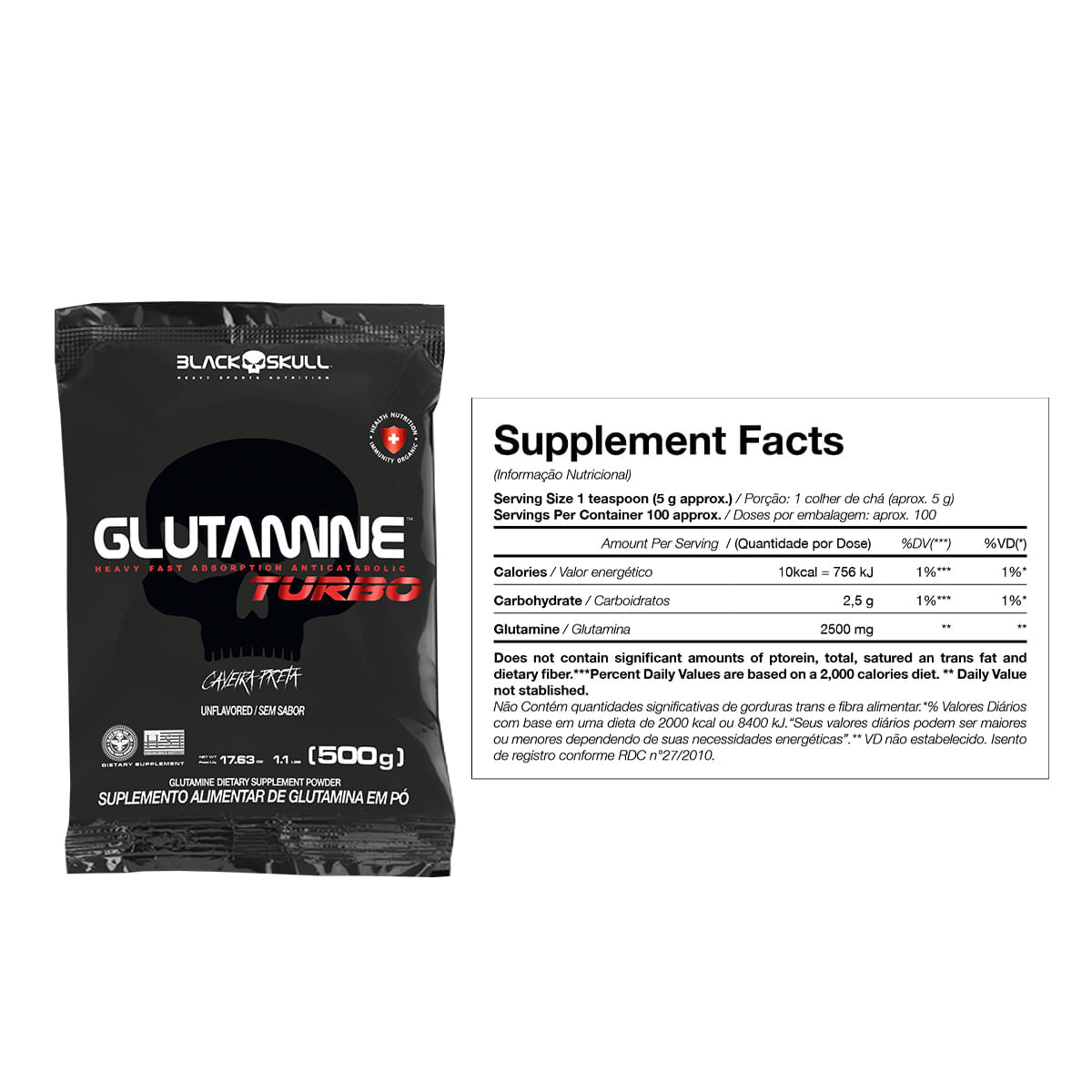 KIT GLUTAMINE TURBO (POTE + REFIL) BLACK SKULL