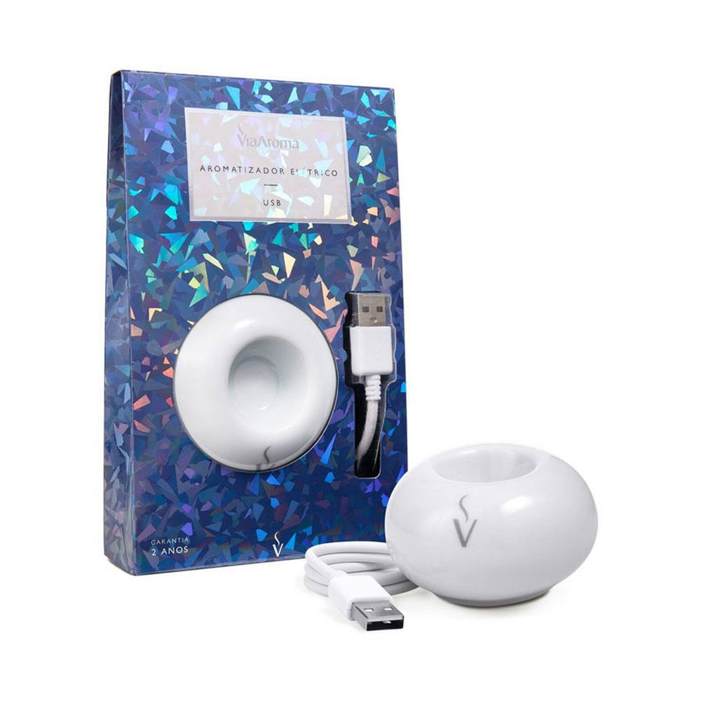 Aromatizador Elétrico Bivolt de Porcelana com USB Via Aroma