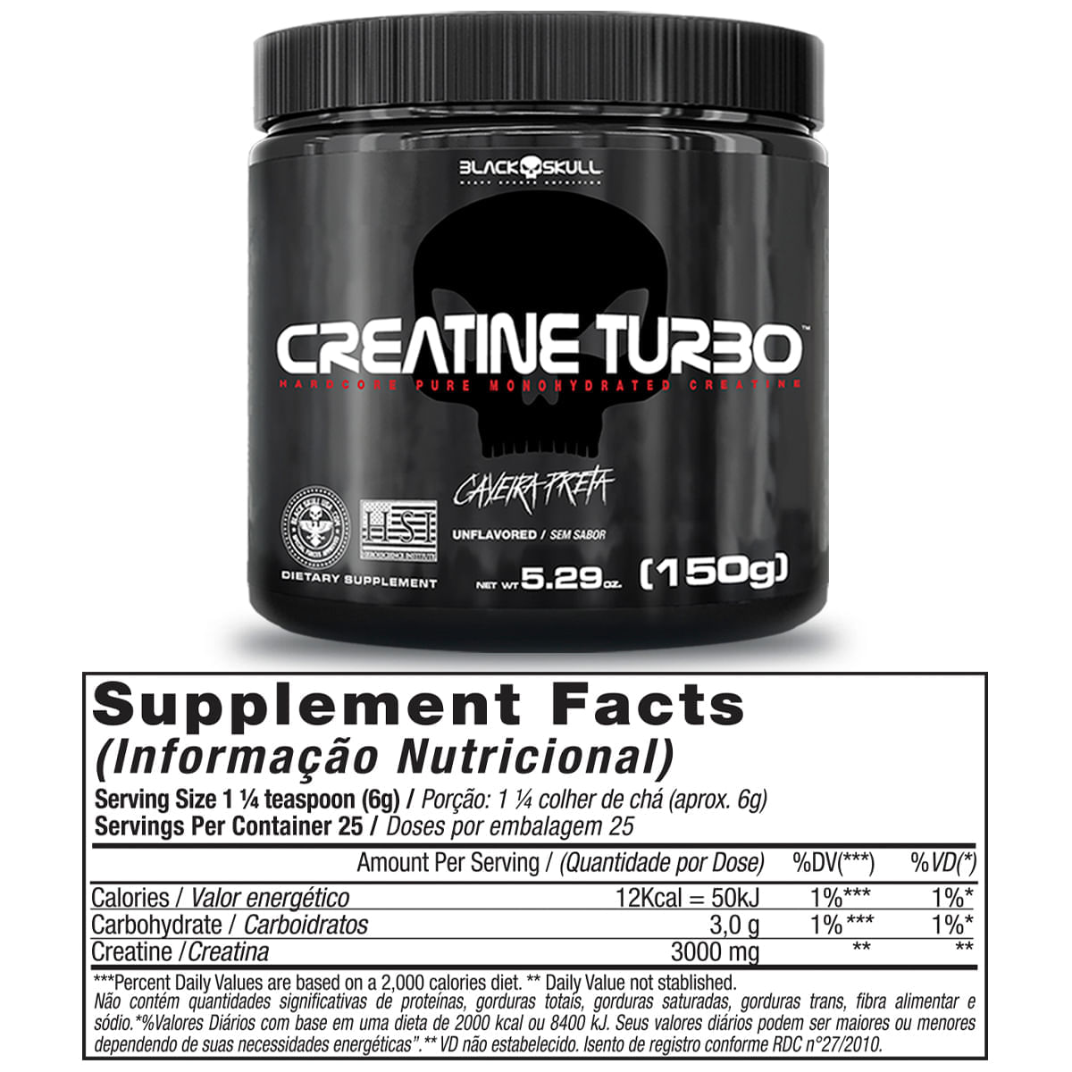SUPLEMENTOS ALIMENTARES KIT WHEY 2X + BCAA + CREATINA BLACK SKULL (BAUNILHA E BAUNILHA)