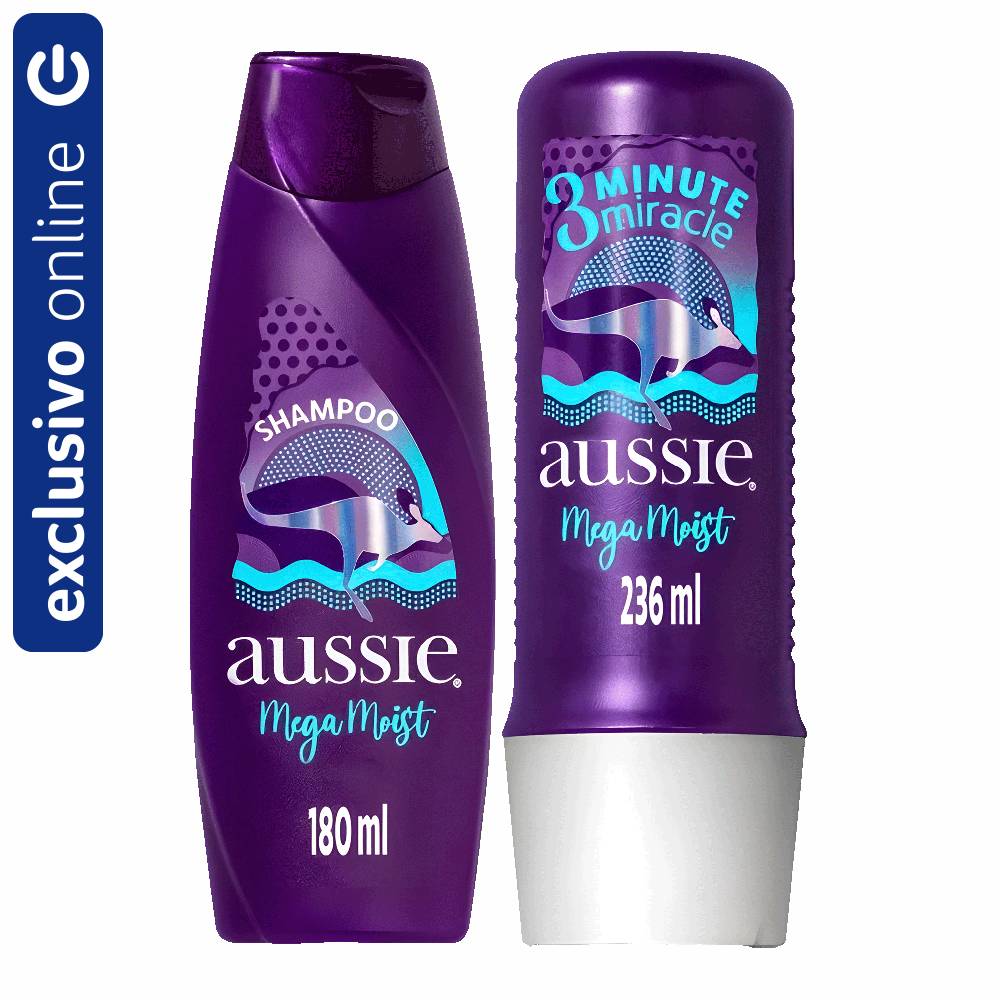 Kit Mega Moist Aussie Shampoo 180ml + Condicionador 236ml