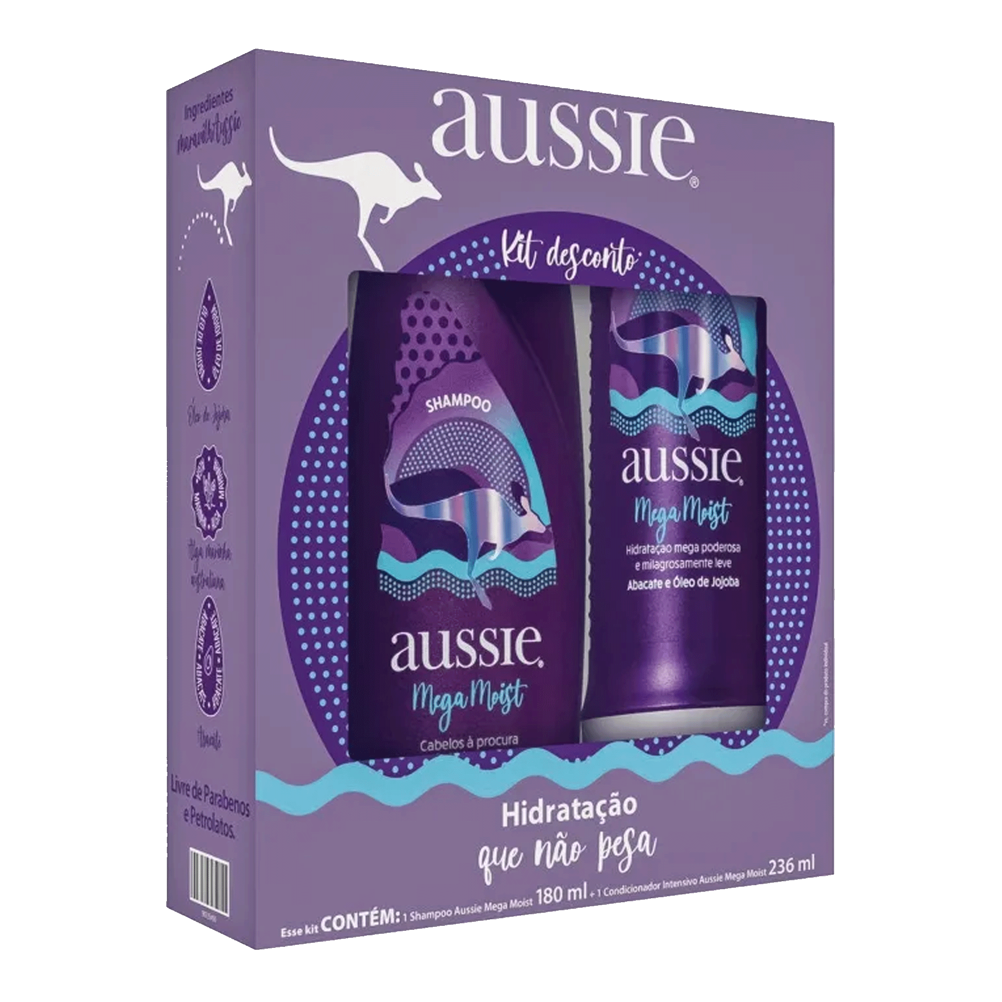 Kit Mega Moist Aussie Shampoo 180ml + Condicionador 236ml