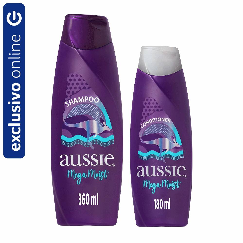 Kit Mega Moist Aussie Shampoo 360ml + Condicionador 180ml