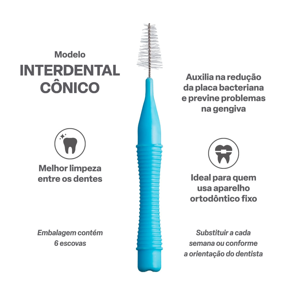 Escova Interdental Cônica 6 unidades Clear Up Multi Saúde HC599