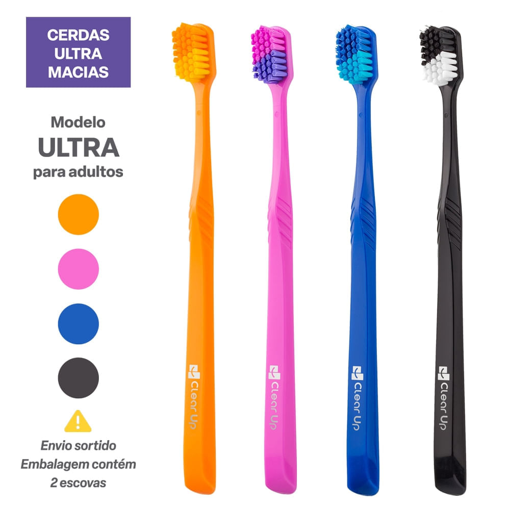Escova de Dente Ultra Clear Up com 2 Unidades (Cores Sortidas) Multi Saúde HC594