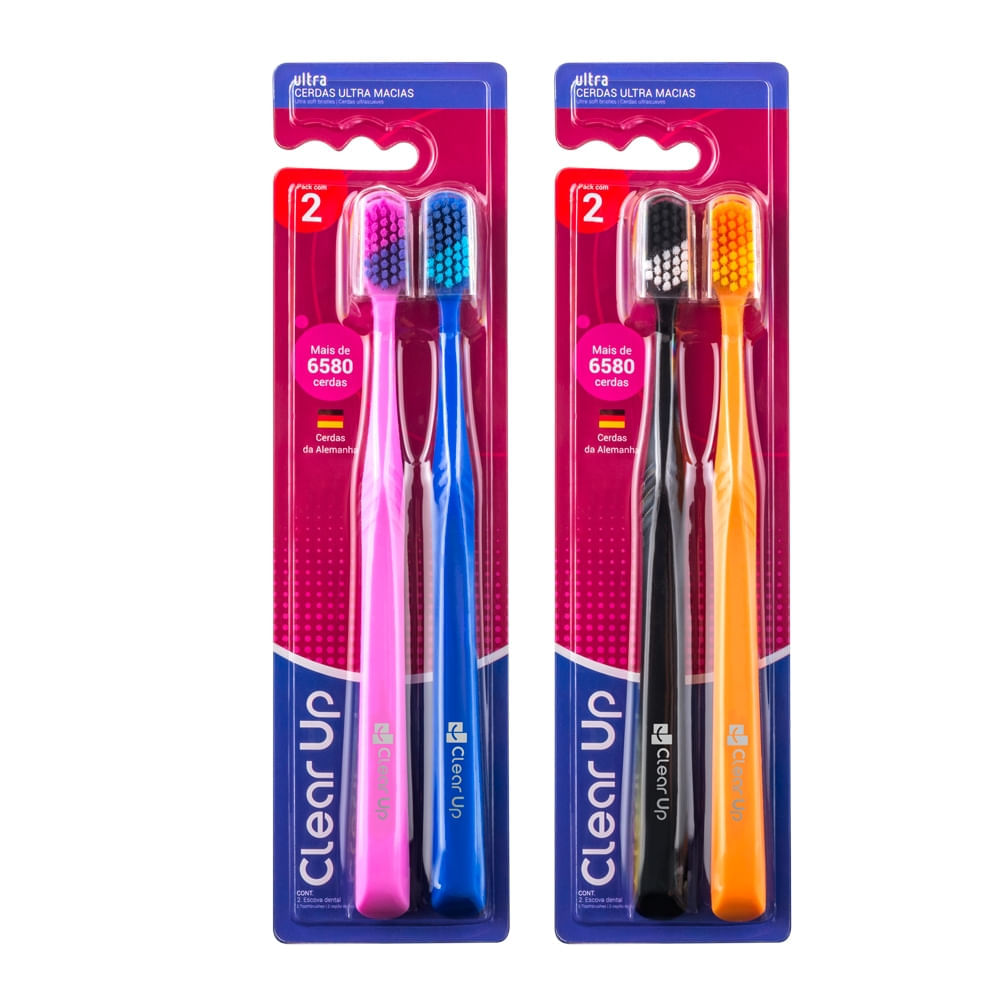 Escova de Dente Ultra Clear Up com 2 Unidades (Cores Sortidas) Multi Saúde HC594