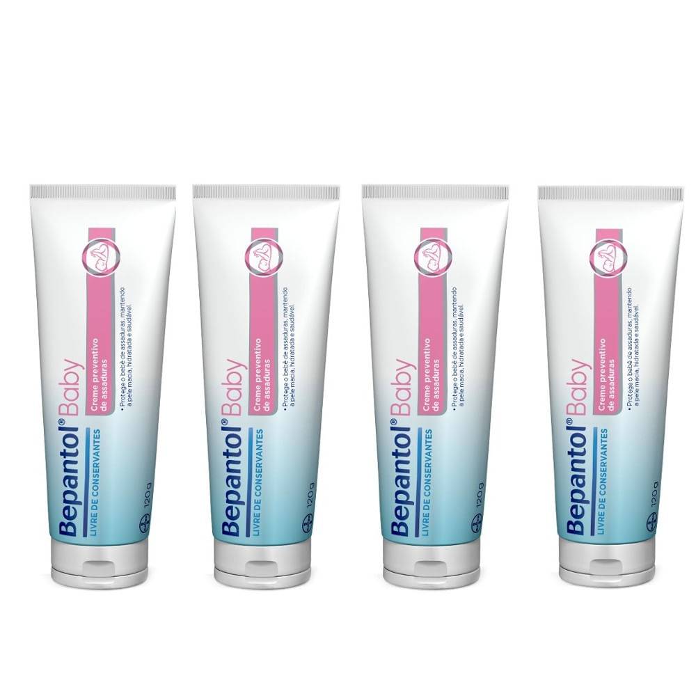 Kit com 4 Cremes Pomada de Assadura 120gr Cada Bepantol