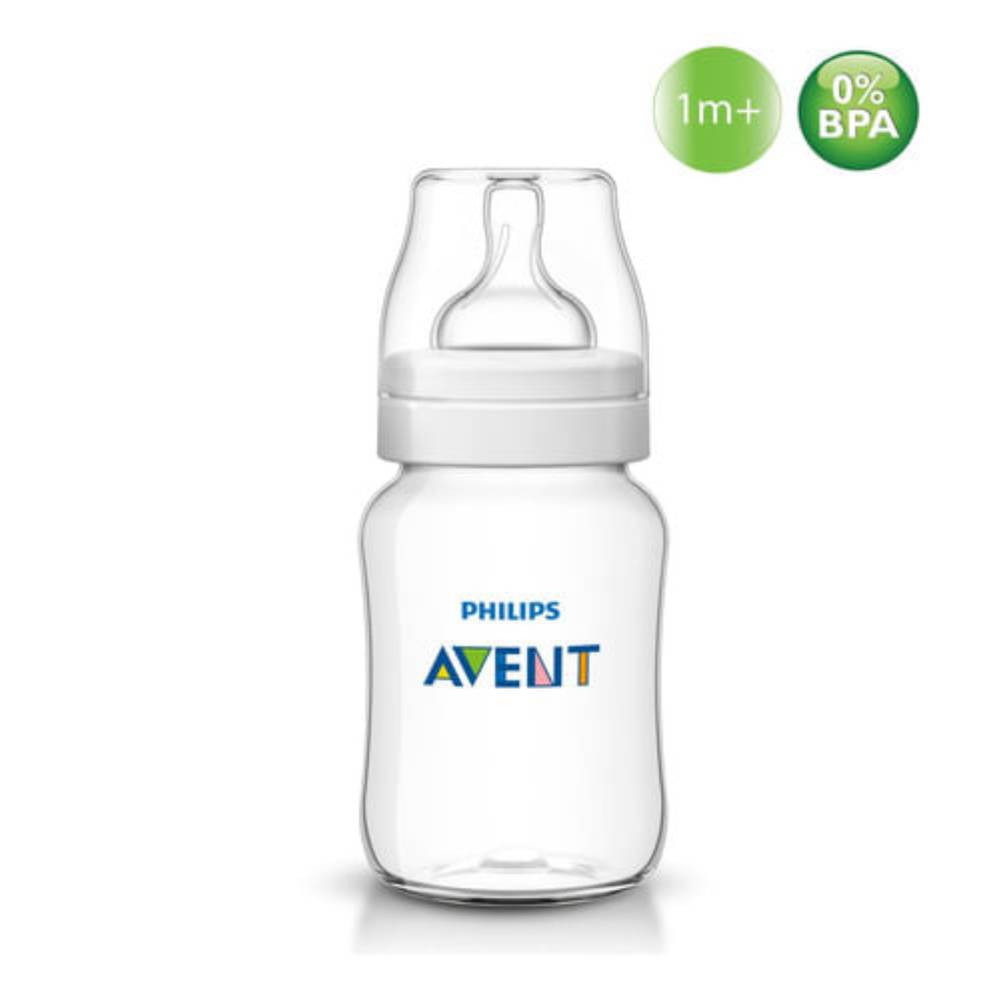 Mamadeira Avent Clássica Anticólica 260ml Bico 1m+ Cristal