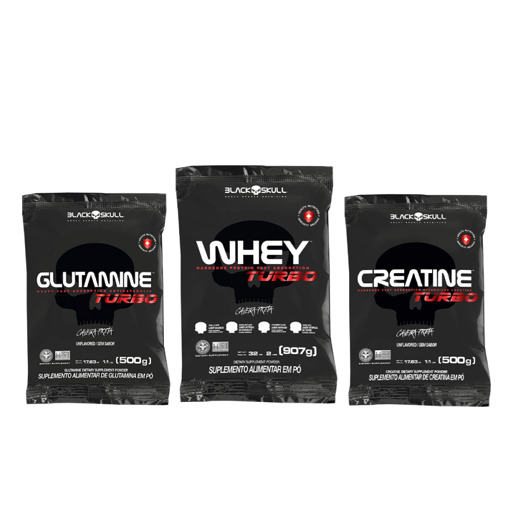 KIT TURBO WHEY (TOFFEE) + GLUTAMINA + CREATINA BLACK SKULL