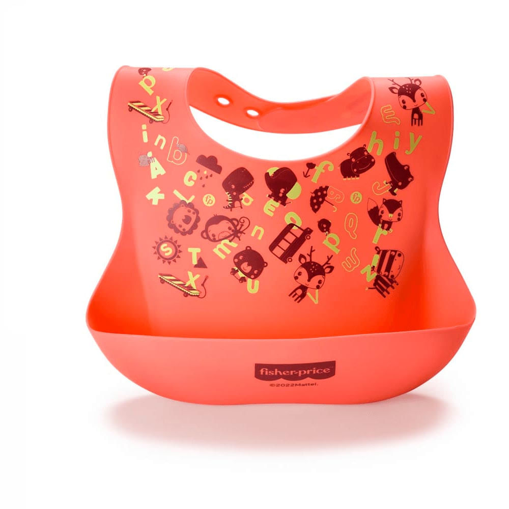 Babador Em Silicone Fisher Price Coral