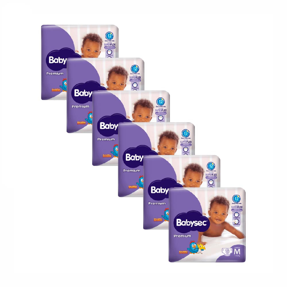 Kit Fralda Babysec Premium M com 108 Unidades