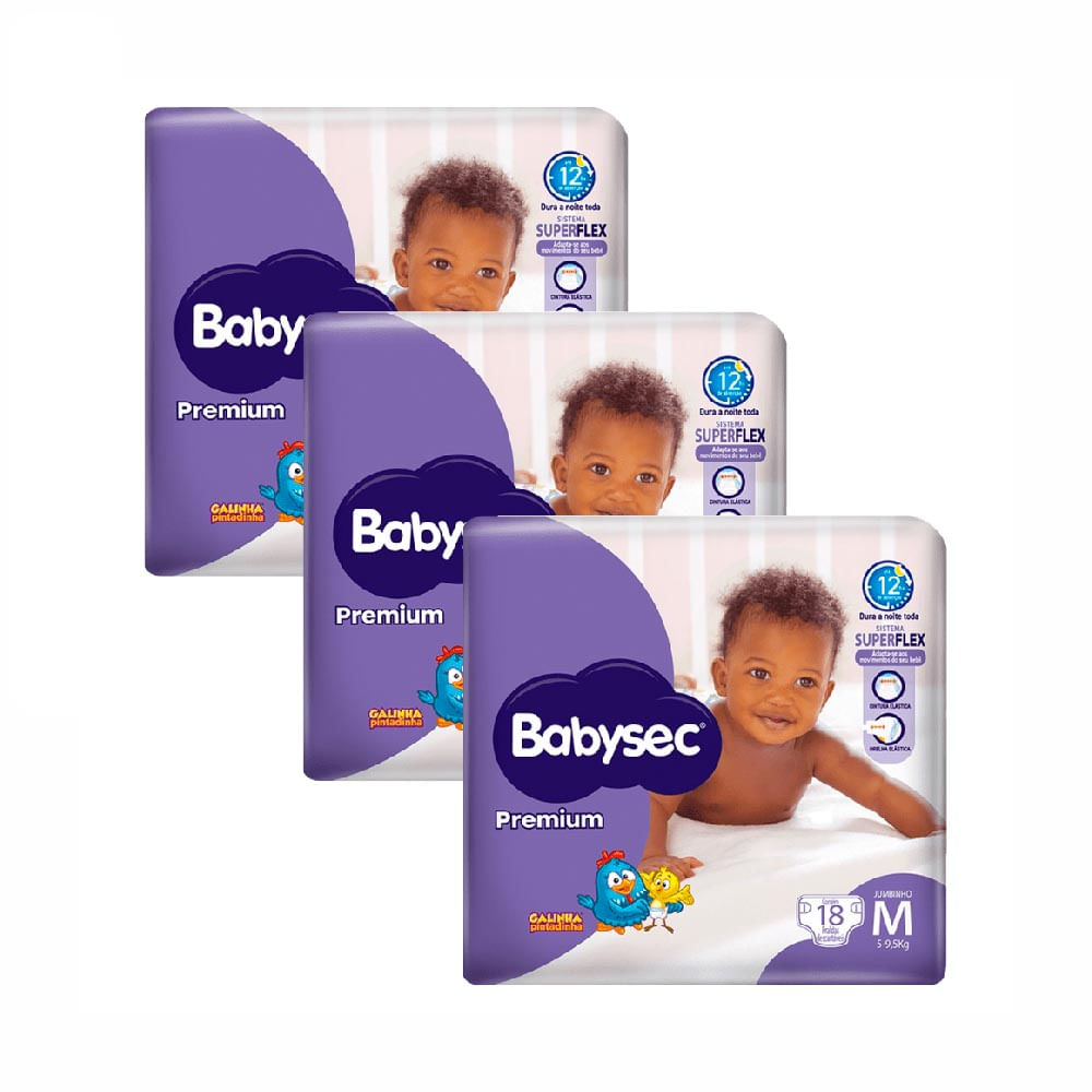 Fralda Babysec Kit Fralda Babysec Premium M com 54 UnidadesM 54 Unidades