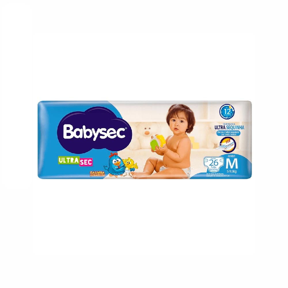 Fralda Babysec Ultrasec M com 26 Unidades
