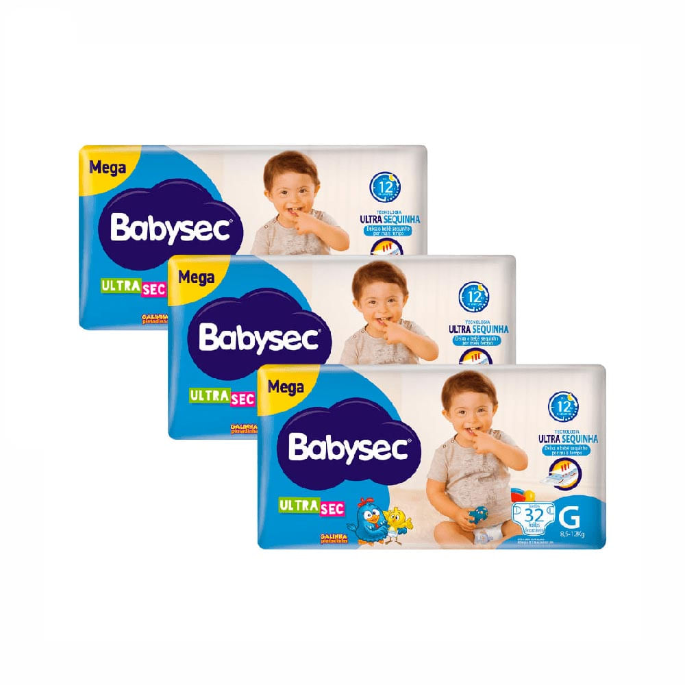 Kit Fralda Babysec Ultrasec G com 96 Unidades