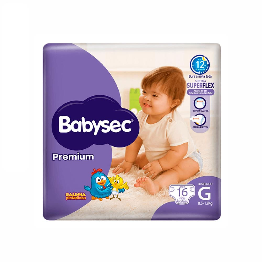 Fralda Babysec Premium G com 16 Unidades