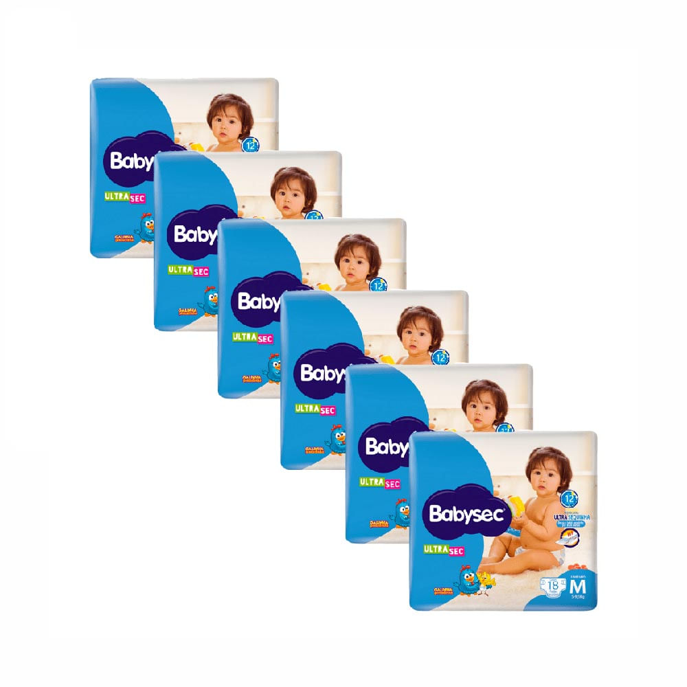 Kit Fralda Babysec Ultrasec M com 108 Unidades