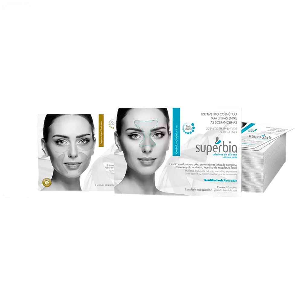 Kit Adesivos para Rugas nos Olhos, Bigode Chinês e Rugas entre as Sobrancelhas (Glabela) Supérbia