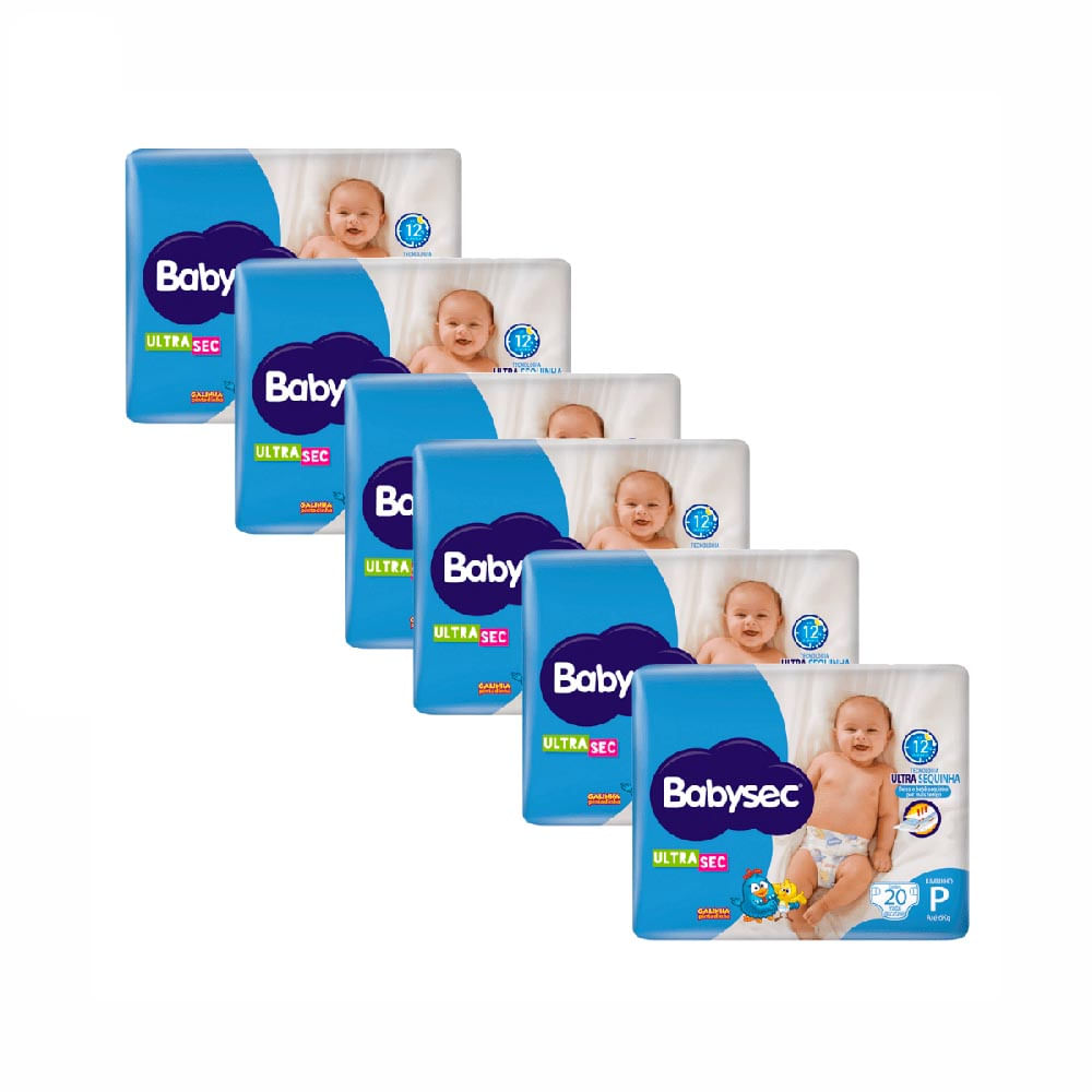 Kit Fralda Babysec Ultrasec P com 120 Unidades