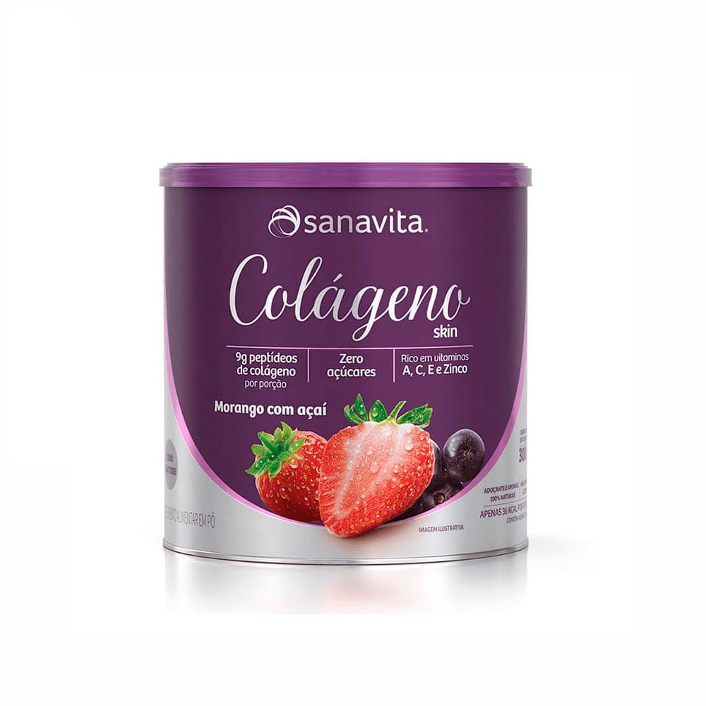Colágeno Sanavita Skin Morango E Açaí 300G