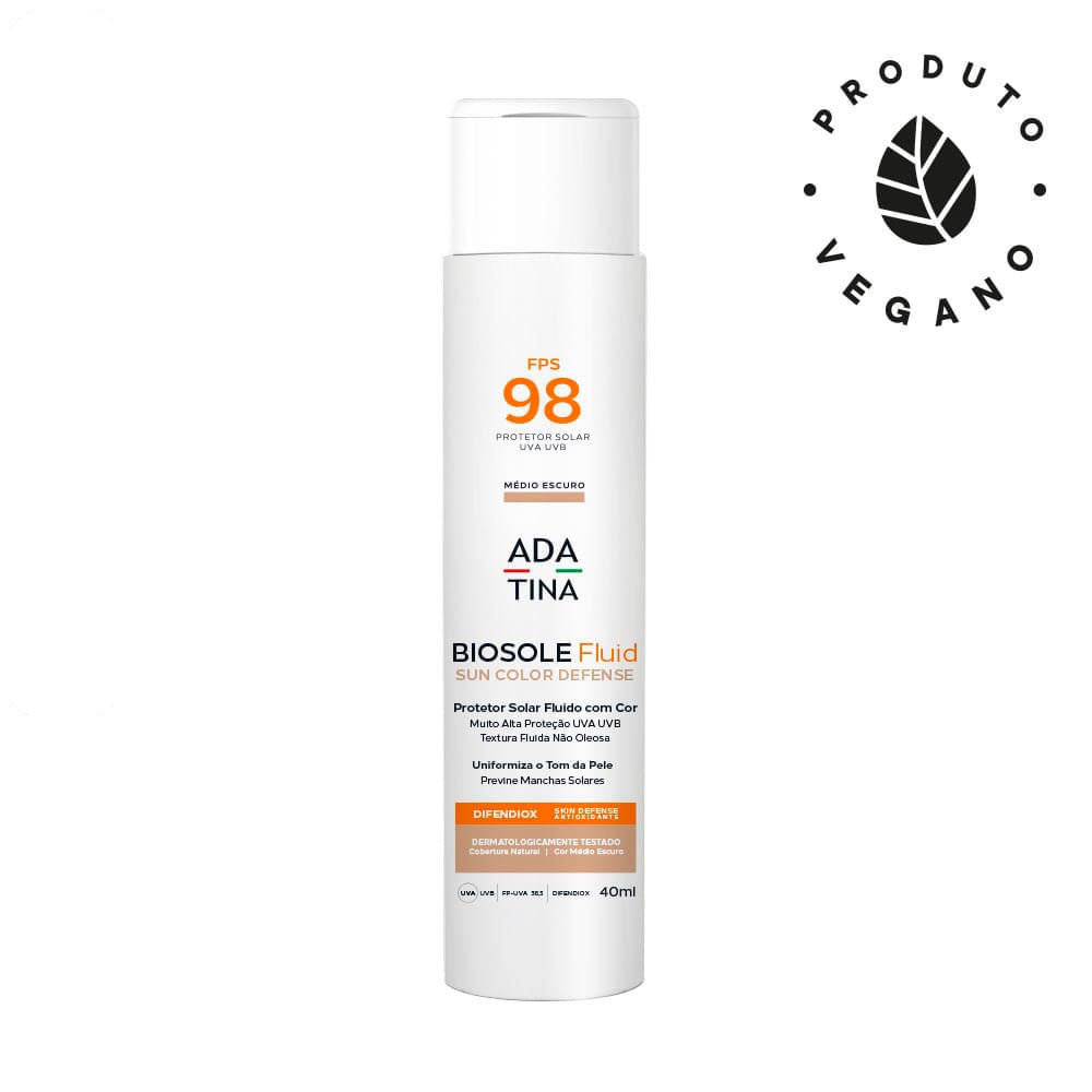 Protetor Solar Fluido Com Cor Biosole Fluid Sun Color Defense FPS 98 Médio Escuro