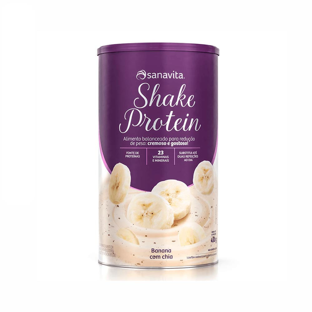 Shake Protein Banana Com Chia Sanavita 23 Vitaminas E Minerais Calorias Reduzidas 450G