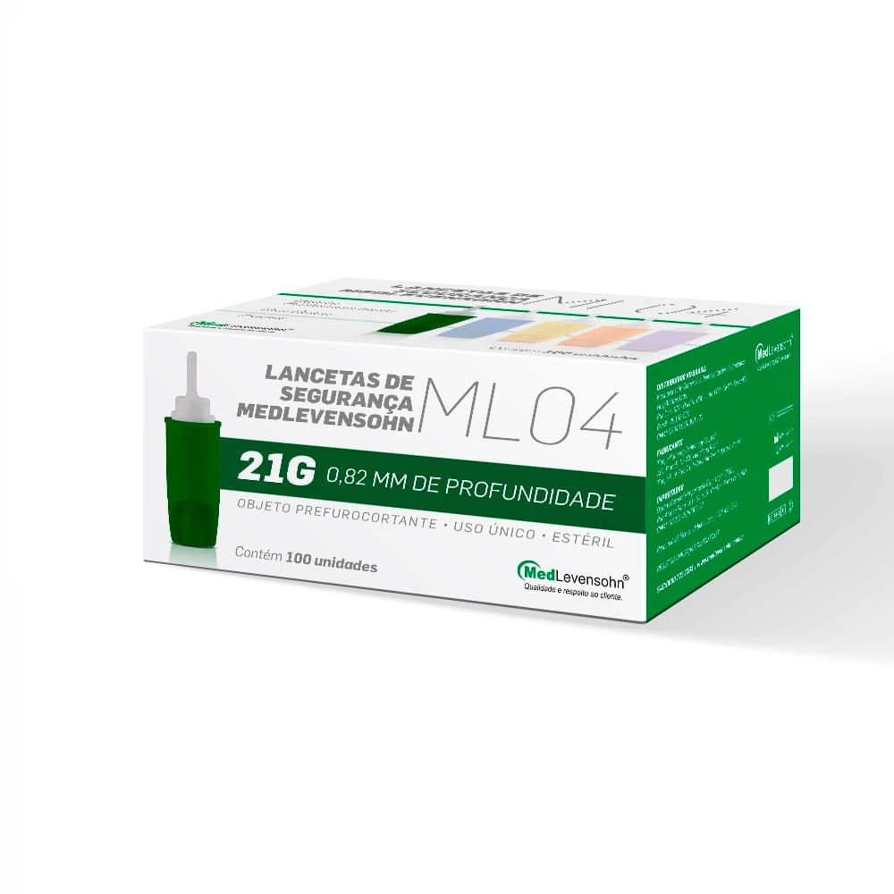 Lanceta c/ Trava de Segurança Medlevensohn 23G 0,64x1,8mm 100 Un.