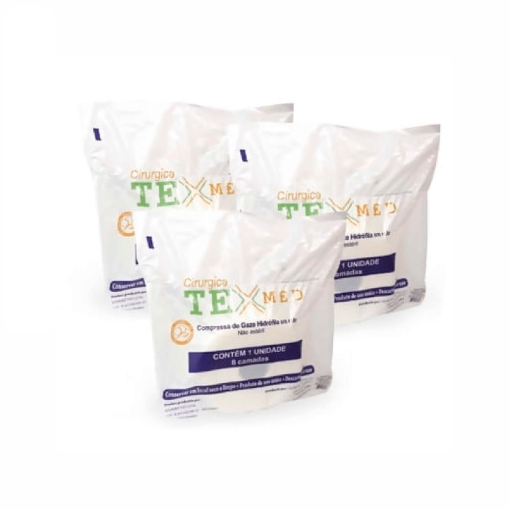 3 Pacotes Compressa Gaze 7,5x7,5cm 13 Fios Texmed 500 Un.