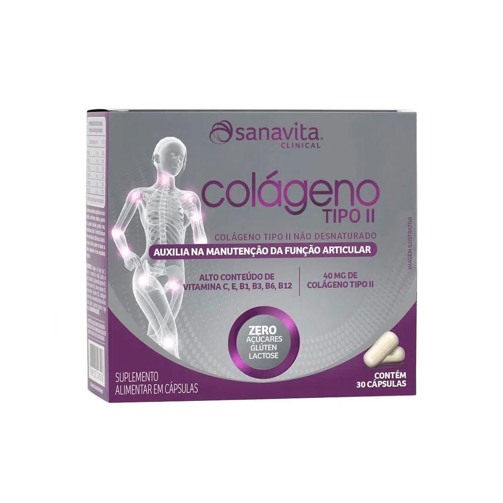 Suplemento de Colágeno Tipo 2 Sanavita 30 Cápsulas (40g cada)