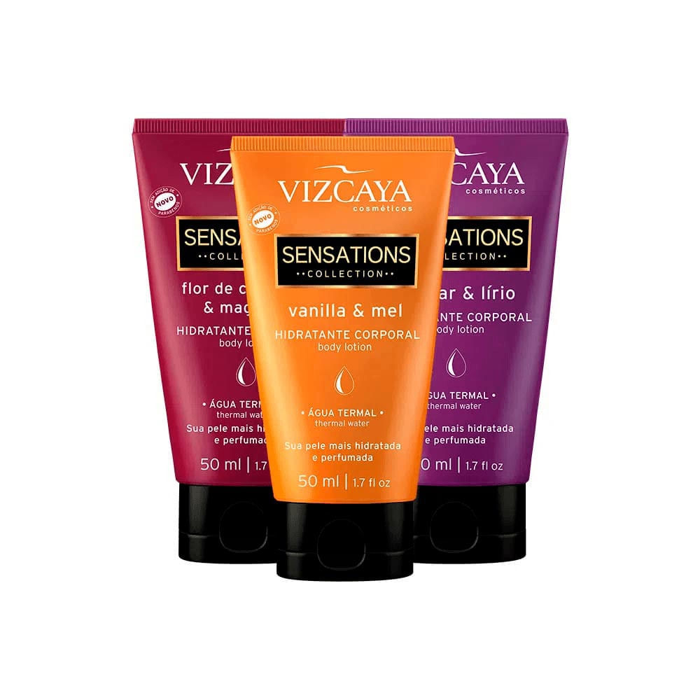 Kit Hidratantes Corporais Sensations Collection 3 Un. de 50ml