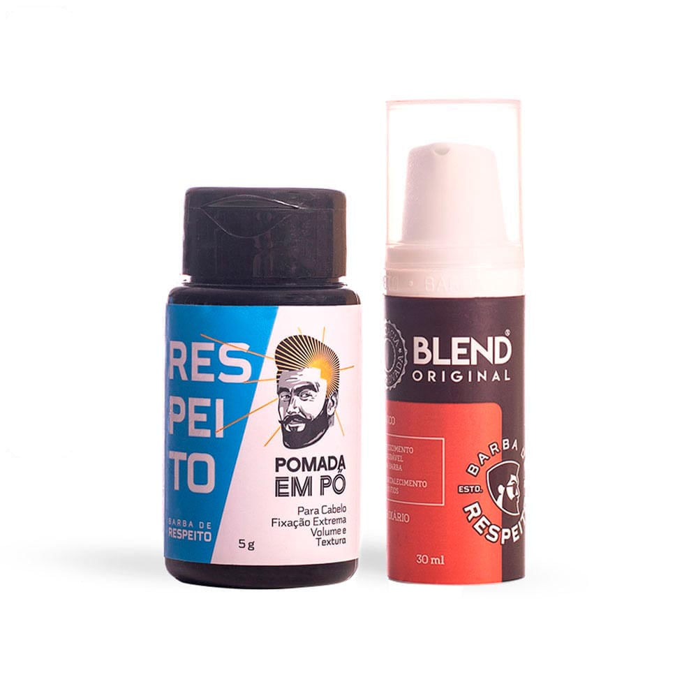 Kit Homem Barbudo Barba de Respeito: 01 pomada em Pó 5g + 01 Blend Original 30ml