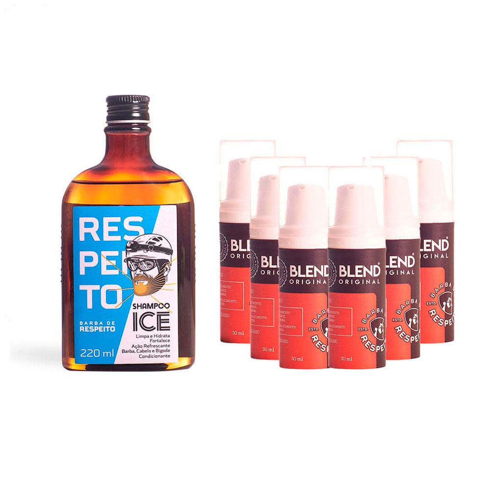 KIT Barba Longa: 06 meses Blend Original para Crescimento + 01 Shampoo Ice 220ml