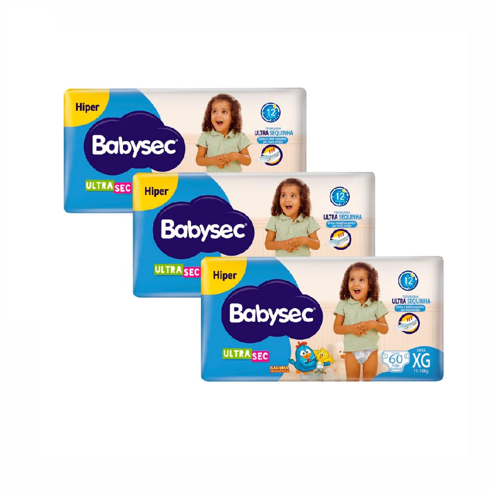 Kit Fralda Babysec Ultrasec Xg Com 180 Unidades