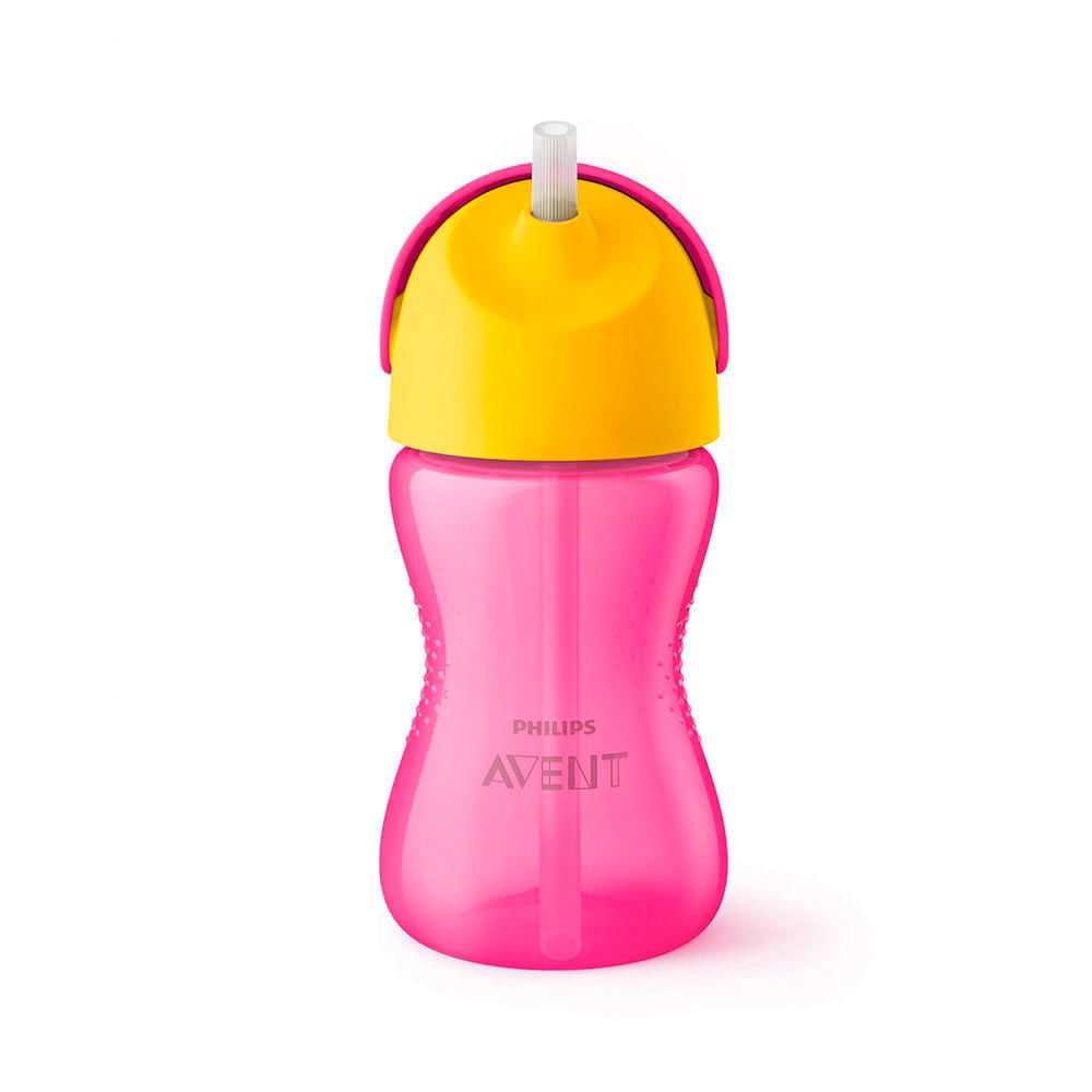 Copo com Canudo Curvado 300ml Philips Avent - SCF798/02 - Rosa