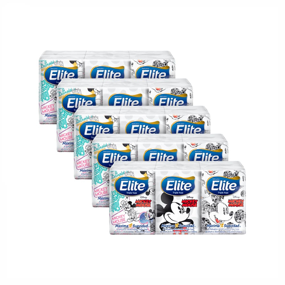 Lenço De Papel Elite Disney 30 Pacotes Com 8 Folhas Triplas