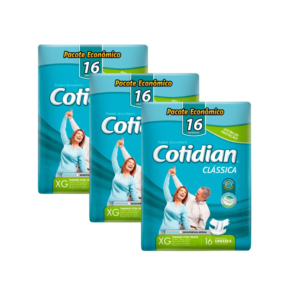 Kit Fralda Cotidian Clássica Xg Com 48 Unidades