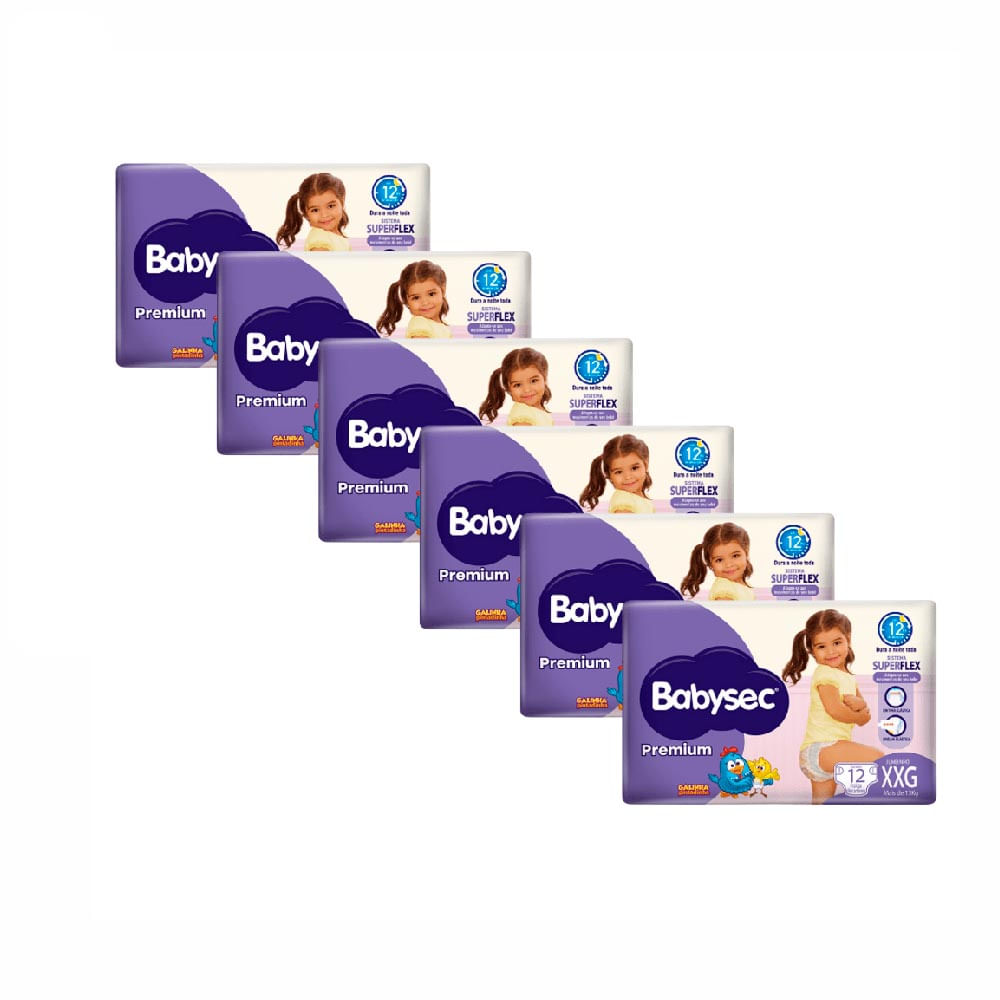 Kit Fralda Babysec Premium Xxg com 72 Unidades