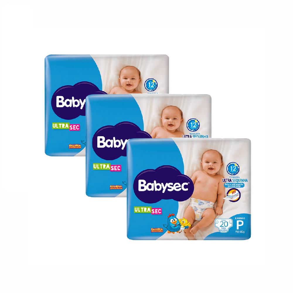 Kit Fralda Babysec Ultrasec P Com 60 Unidades