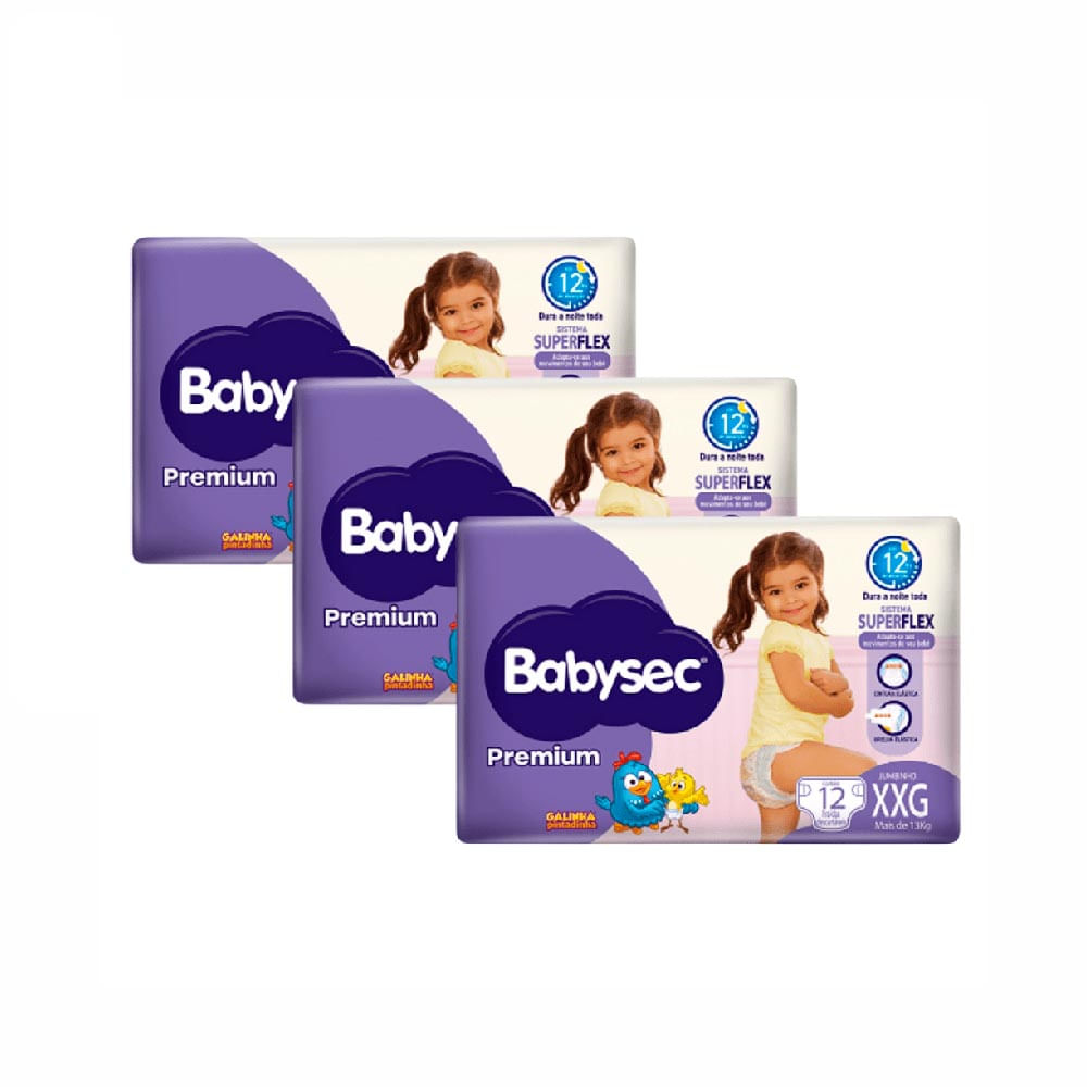 Kit Fralda Babysec Premium Xxg Com 36 Unidades