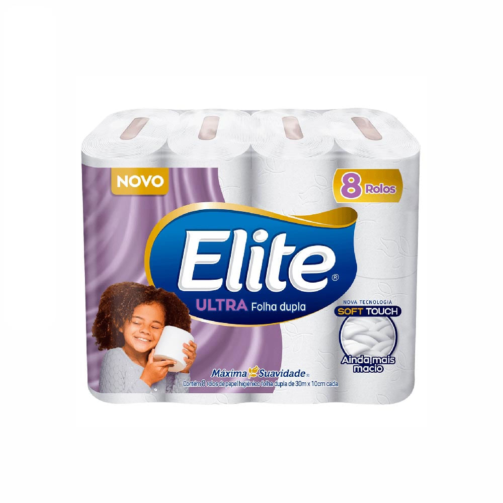 Papel Higiênico Folha Dupla 30m Elite com 8 Rolos