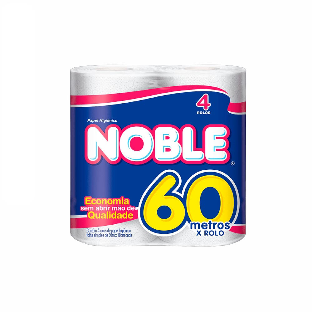Papel Higiênico Folha Simples 60m Noble Com 4 Rolos