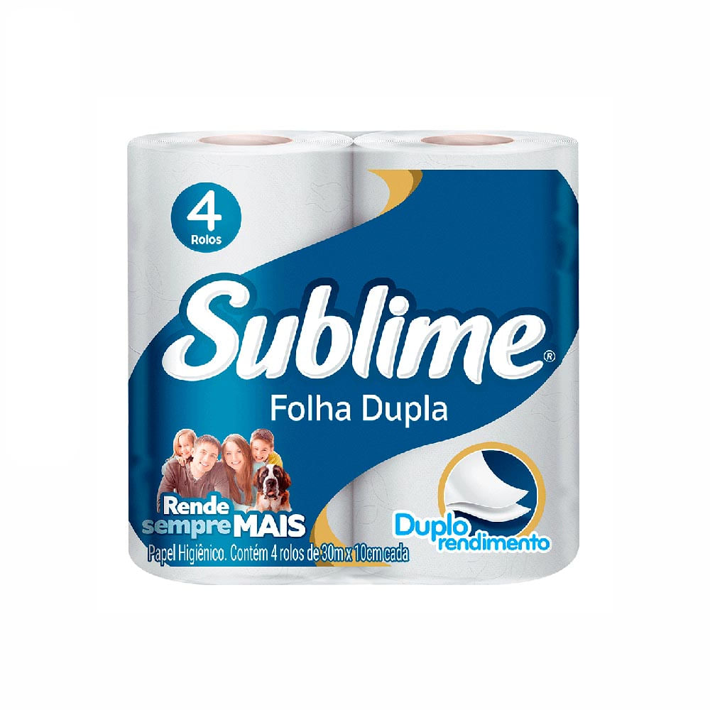Papel Higiênico Folha Dupla 30m Sublime com 4 Rolos