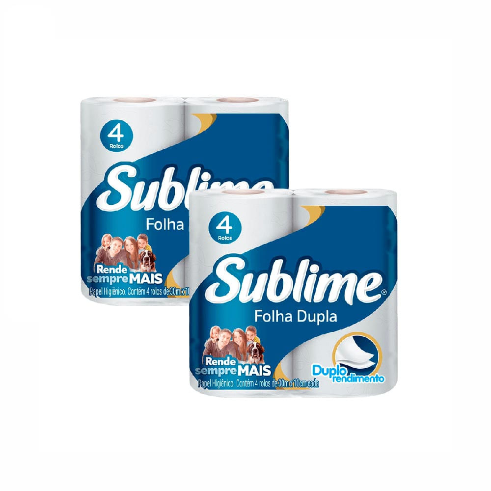Papel Higiênico Folha Dupla 30m Sublime com 8 Rolos